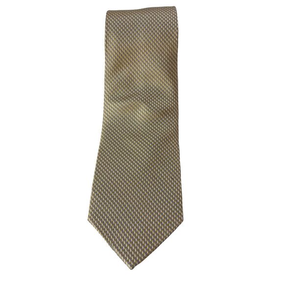 Michael Kors Gold Silk Tie Diagonal Pattern Business Classic Menswear - Picture 1 of 10